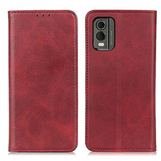 Funda de Cuero Cartera con Soporte Carcasa A02D para Nokia C32 Rojo