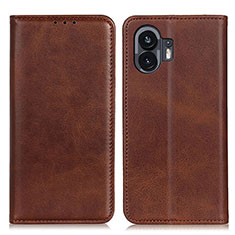 Funda de Cuero Cartera con Soporte Carcasa A02D para Nothing Phone 2 Marron