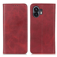 Funda de Cuero Cartera con Soporte Carcasa A02D para Nothing Phone 2 Rojo