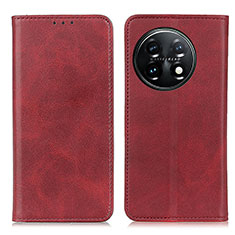 Funda de Cuero Cartera con Soporte Carcasa A02D para OnePlus 11 5G Rojo