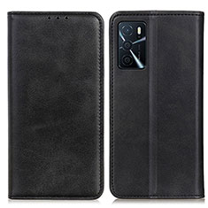 Funda de Cuero Cartera con Soporte Carcasa A02D para Oppo A16 Negro