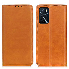 Funda de Cuero Cartera con Soporte Carcasa A02D para Oppo A16s Marron Claro