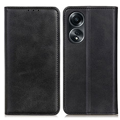 Funda de Cuero Cartera con Soporte Carcasa A02D para Oppo A18 Negro