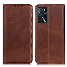 Funda de Cuero Cartera con Soporte Carcasa A02D para Oppo A54s Marron