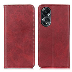 Funda de Cuero Cartera con Soporte Carcasa A02D para Oppo A58 4G Rojo