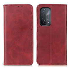 Funda de Cuero Cartera con Soporte Carcasa A02D para Oppo A74 5G Rojo