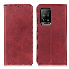 Funda de Cuero Cartera con Soporte Carcasa A02D para Oppo F19 Pro+ Plus 5G Rojo