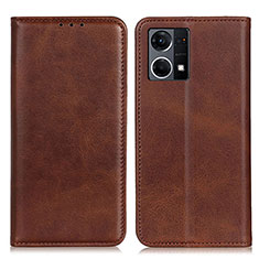 Funda de Cuero Cartera con Soporte Carcasa A02D para Oppo F21 Pro 4G Marron