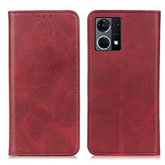 Funda de Cuero Cartera con Soporte Carcasa A02D para Oppo F21 Pro 4G Rojo