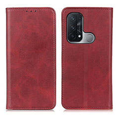 Funda de Cuero Cartera con Soporte Carcasa A02D para Oppo Reno5 A Rojo