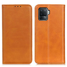 Funda de Cuero Cartera con Soporte Carcasa A02D para Oppo Reno5 Lite Marron Claro