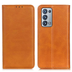 Funda de Cuero Cartera con Soporte Carcasa A02D para Oppo Reno6 Pro+ Plus 5G Marron Claro