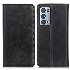 Funda de Cuero Cartera con Soporte Carcasa A02D para Oppo Reno6 Pro+ Plus 5G Negro