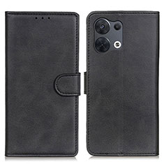 Funda de Cuero Cartera con Soporte Carcasa A02D para Oppo Reno9 Pro+ Plus 5G Negro