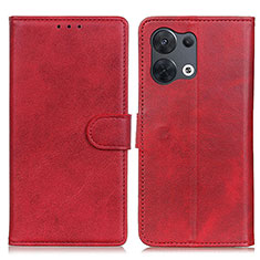 Funda de Cuero Cartera con Soporte Carcasa A02D para Oppo Reno9 Pro+ Plus 5G Rojo