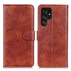 Funda de Cuero Cartera con Soporte Carcasa A02D para Samsung Galaxy S23 Ultra 5G Marron