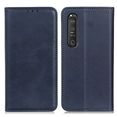 Funda de Cuero Cartera con Soporte Carcasa A02D para Sony Xperia 1 III Azul