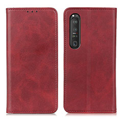 Funda de Cuero Cartera con Soporte Carcasa A02D para Sony Xperia 1 III Rojo