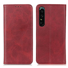 Funda de Cuero Cartera con Soporte Carcasa A02D para Sony Xperia 1 V Rojo