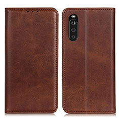 Funda de Cuero Cartera con Soporte Carcasa A02D para Sony Xperia 10 III Lite Marron