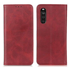 Funda de Cuero Cartera con Soporte Carcasa A02D para Sony Xperia 10 III Lite Rojo