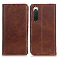 Funda de Cuero Cartera con Soporte Carcasa A02D para Sony Xperia 10 IV SOG07 Marron