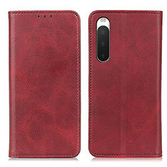 Funda de Cuero Cartera con Soporte Carcasa A02D para Sony Xperia 10 IV SOG07 Rojo