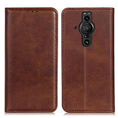 Funda de Cuero Cartera con Soporte Carcasa A02D para Sony Xperia PRO-I Marron