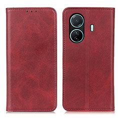 Funda de Cuero Cartera con Soporte Carcasa A02D para Vivo iQOO Z6 Pro 5G Rojo