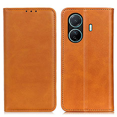 Funda de Cuero Cartera con Soporte Carcasa A02D para Vivo T1 Pro 5G Marron Claro