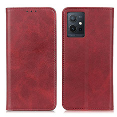 Funda de Cuero Cartera con Soporte Carcasa A02D para Vivo Y55s 5G Rojo