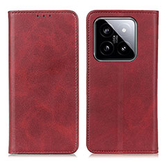 Funda de Cuero Cartera con Soporte Carcasa A02D para Xiaomi Mi 14 5G Rojo