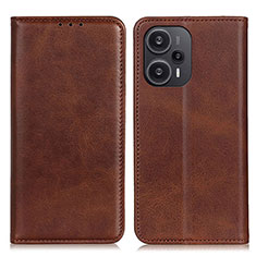 Funda de Cuero Cartera con Soporte Carcasa A02D para Xiaomi Poco F5 5G Marron