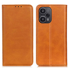 Funda de Cuero Cartera con Soporte Carcasa A02D para Xiaomi Poco F5 5G Marron Claro