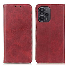 Funda de Cuero Cartera con Soporte Carcasa A02D para Xiaomi Poco F5 5G Rojo