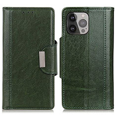 Funda de Cuero Cartera con Soporte Carcasa A03 para Apple iPhone 14 Pro Max Verde