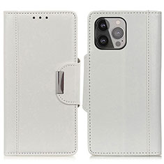 Funda de Cuero Cartera con Soporte Carcasa A03 para Apple iPhone 15 Pro Max Blanco