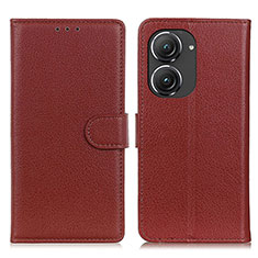 Funda de Cuero Cartera con Soporte Carcasa A03D para Asus Zenfone 9 Marron