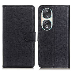 Funda de Cuero Cartera con Soporte Carcasa A03D para Huawei Honor 90 5G Negro