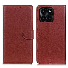 Funda de Cuero Cartera con Soporte Carcasa A03D para Huawei Honor X8b Marron