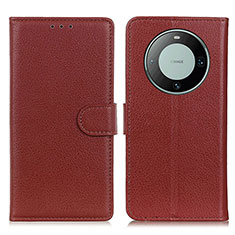 Funda de Cuero Cartera con Soporte Carcasa A03D para Huawei Mate 60 Marron