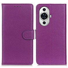 Funda de Cuero Cartera con Soporte Carcasa A03D para Huawei Nova 11 Morado