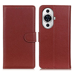 Funda de Cuero Cartera con Soporte Carcasa A03D para Huawei Nova 11 Pro Marron