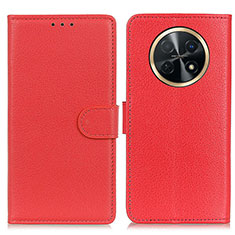 Funda de Cuero Cartera con Soporte Carcasa A03D para Huawei Nova Y91 Rojo