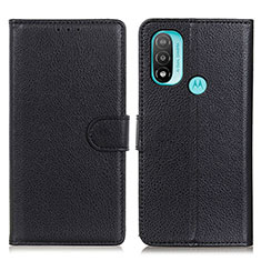 Funda de Cuero Cartera con Soporte Carcasa A03D para Motorola Moto E20 Negro