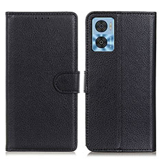 Funda de Cuero Cartera con Soporte Carcasa A03D para Motorola Moto E22 Negro