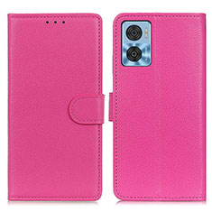 Funda de Cuero Cartera con Soporte Carcasa A03D para Motorola Moto E22 Rosa Roja