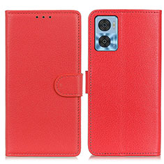 Funda de Cuero Cartera con Soporte Carcasa A03D para Motorola Moto E22i Rojo