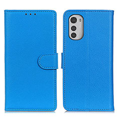 Funda de Cuero Cartera con Soporte Carcasa A03D para Motorola Moto E32 Azul Cielo