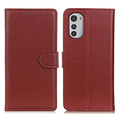 Funda de Cuero Cartera con Soporte Carcasa A03D para Motorola Moto E32 Marron